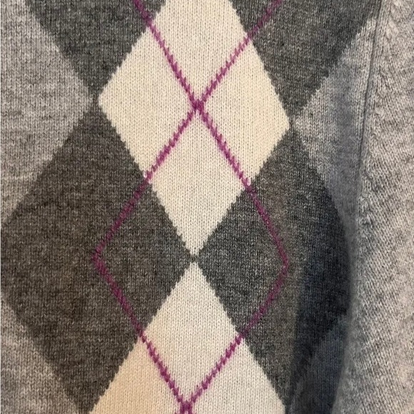 109% Cashmere Argyle zip Cardigan Sweater size XL - Picture 3 of 4